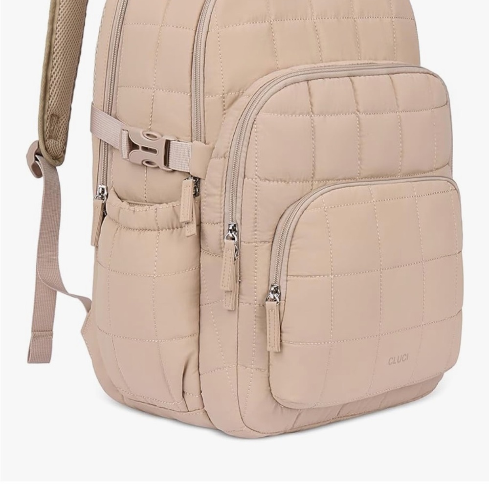 CLUCI Tan Quilted Women's Backpack
